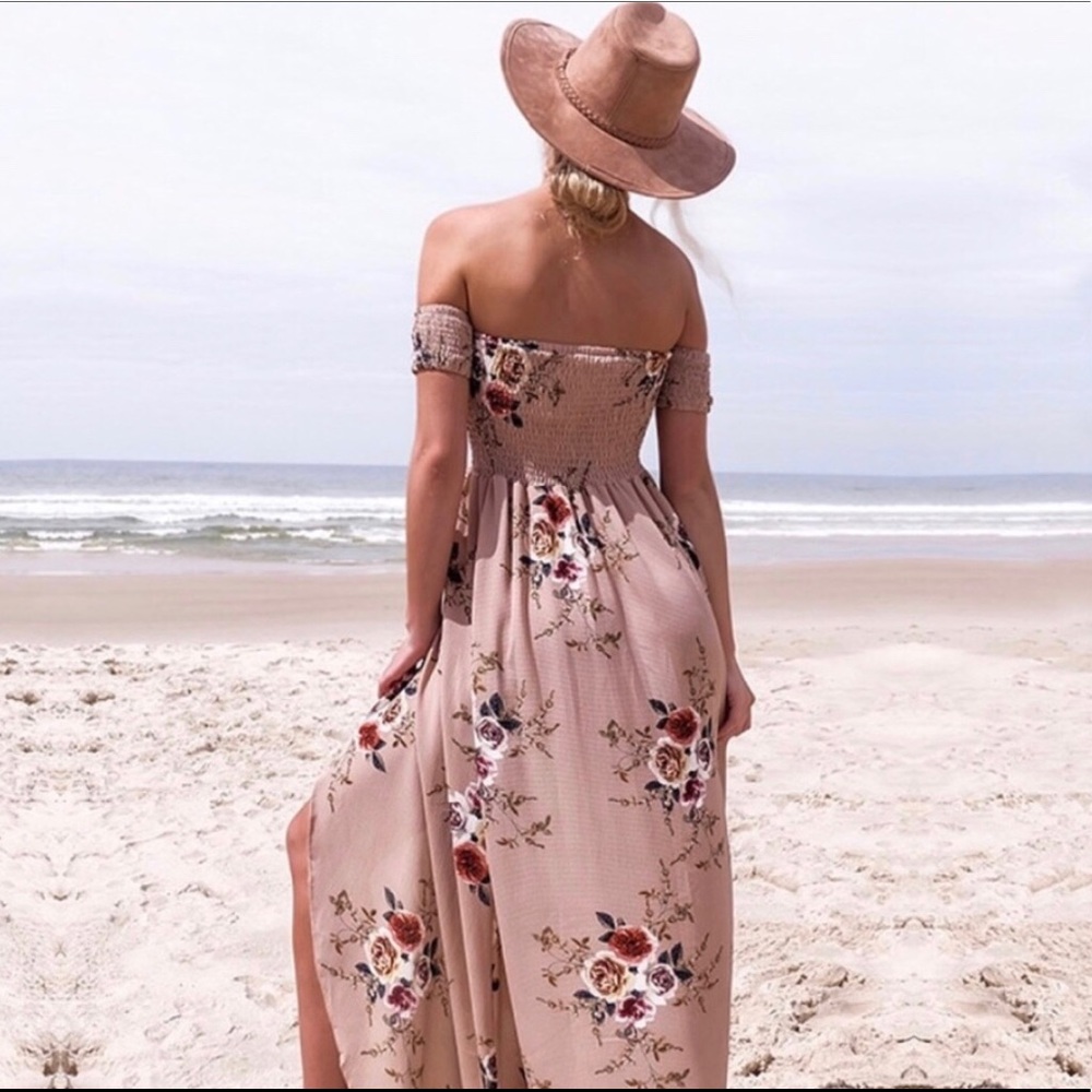 ✨2x HP Off The Shoulder Floral Chiffon Maxi Dress✨ - Picture 5 of 7
